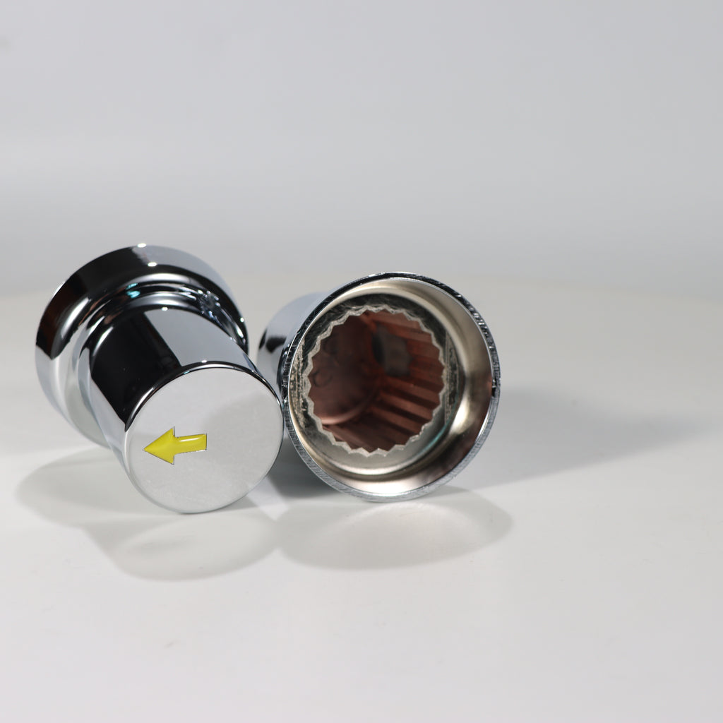 CHROME POINTER NUT COVER W/ INDICATOR 33mm 10 PACK